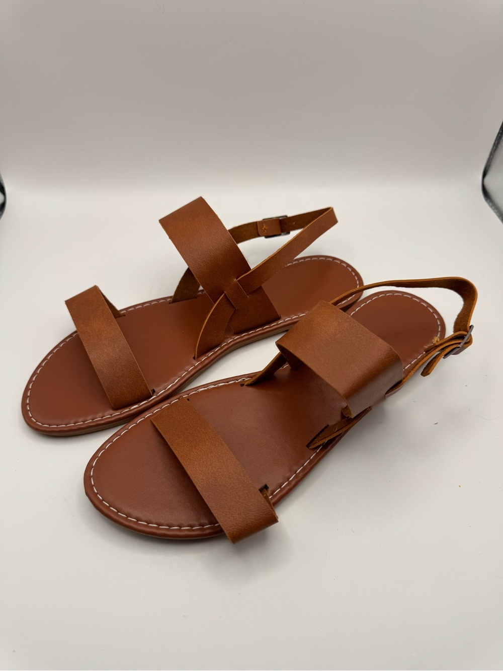 Classic Brown Leather Flat Sandals for Women